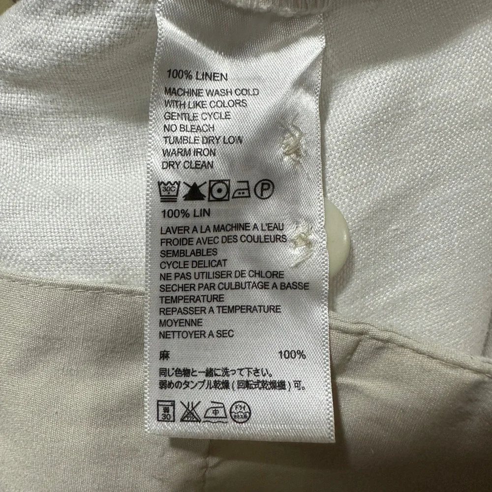 Tommy Bahama Relax Mens XL White 100% Linen Elastic Waist Straight Leg Pants